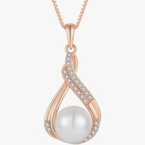 Celtic Infinity Pearl Pendant Necklace for Women